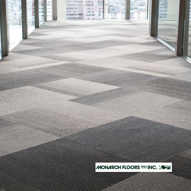 Carpet Tile flooring info at Monarch Floors 1953 Inc. in Edmonton, AB, carpet tile, tile carpet, carpet to tile transition, tile to carpet transition, interface carpet tile, carpet tile adhesive, carpet to tile transition strip, mohawk carpet tile, carpet